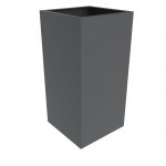 empty tall metal cube planter coated in anthracite grey
