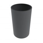 tall circular metal plant pot powder coated in anthracite grey