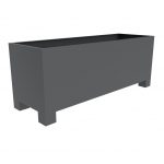 metal rectangular trough planter with large feet coated in anthracite grey