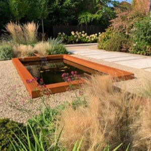 Bespoke corten water feature with rill