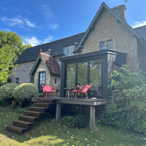 Corten stairs in garden