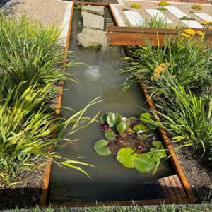 RHS show garden corten steel water feature 3