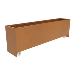 Corten Steel Planter with Wheels - Recessed (2)