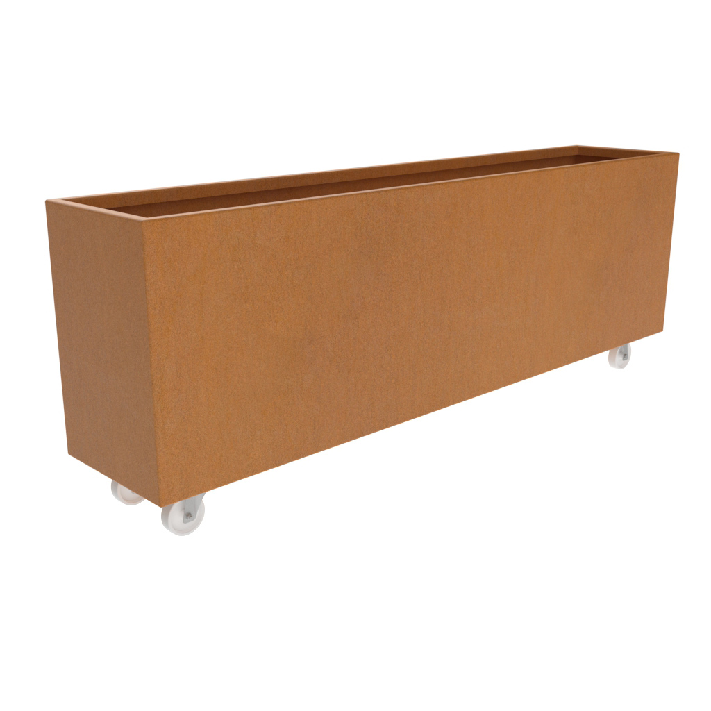 Corten Steel Planter with Wheels