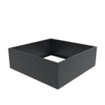 Anthracite grey square metal planter with an open base and straight-sided design.