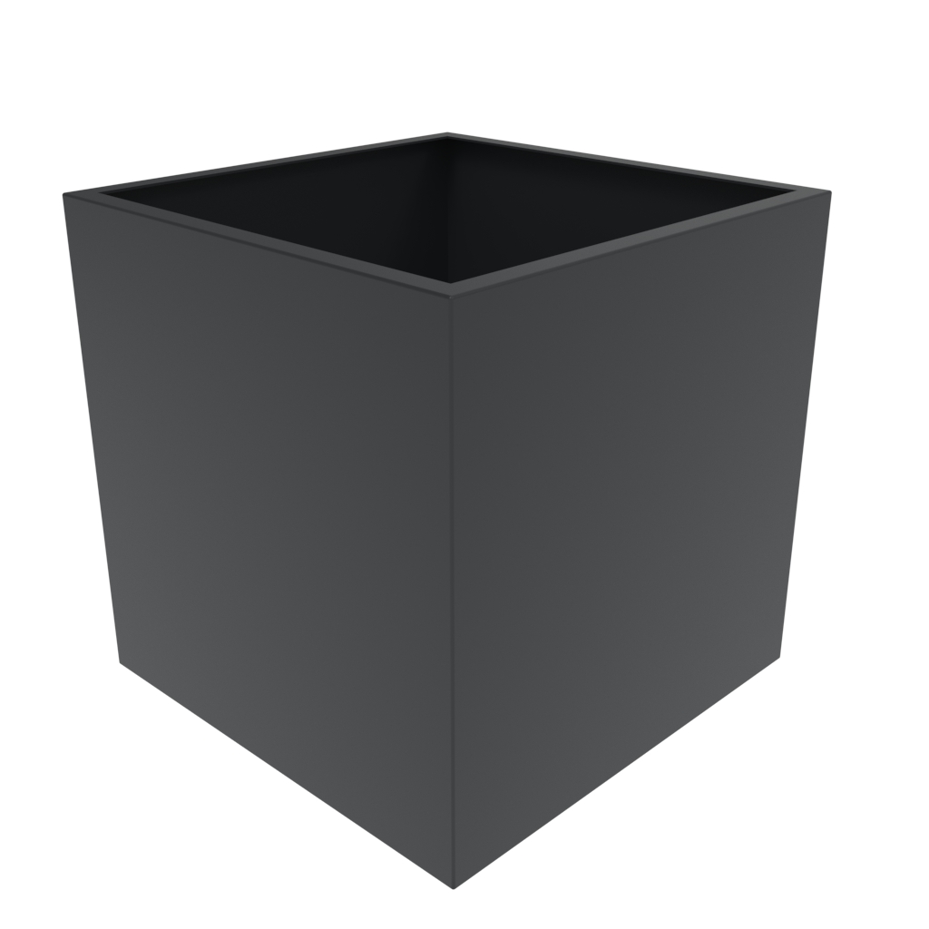 Anthracite grey cube metal planter