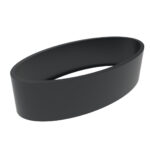 Elliptical shape anthracite grey metal planter with an open bottom