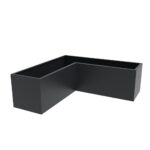 L-shaped corner metal planter with anthracite grey powder coated finish.