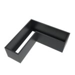 L-shaped metal planter with anthracite grey powder coated finish and open base.