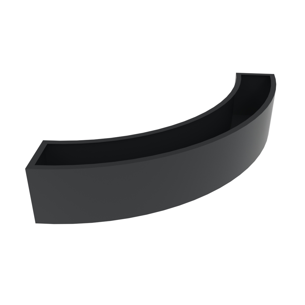 Anthracite grey metal large curved shape planter.