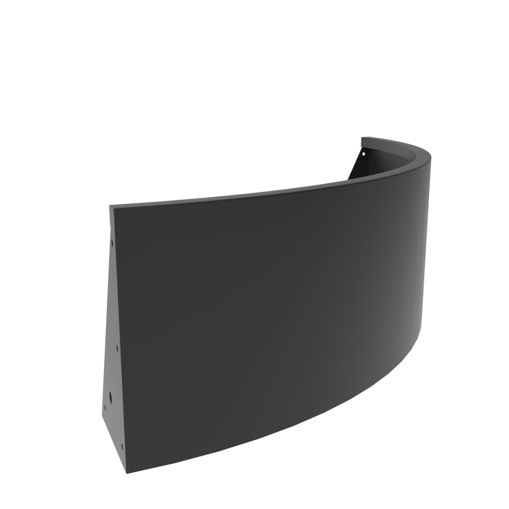 Steel retaining wall outside curve section with connection bracket powder coated in RAL 7016