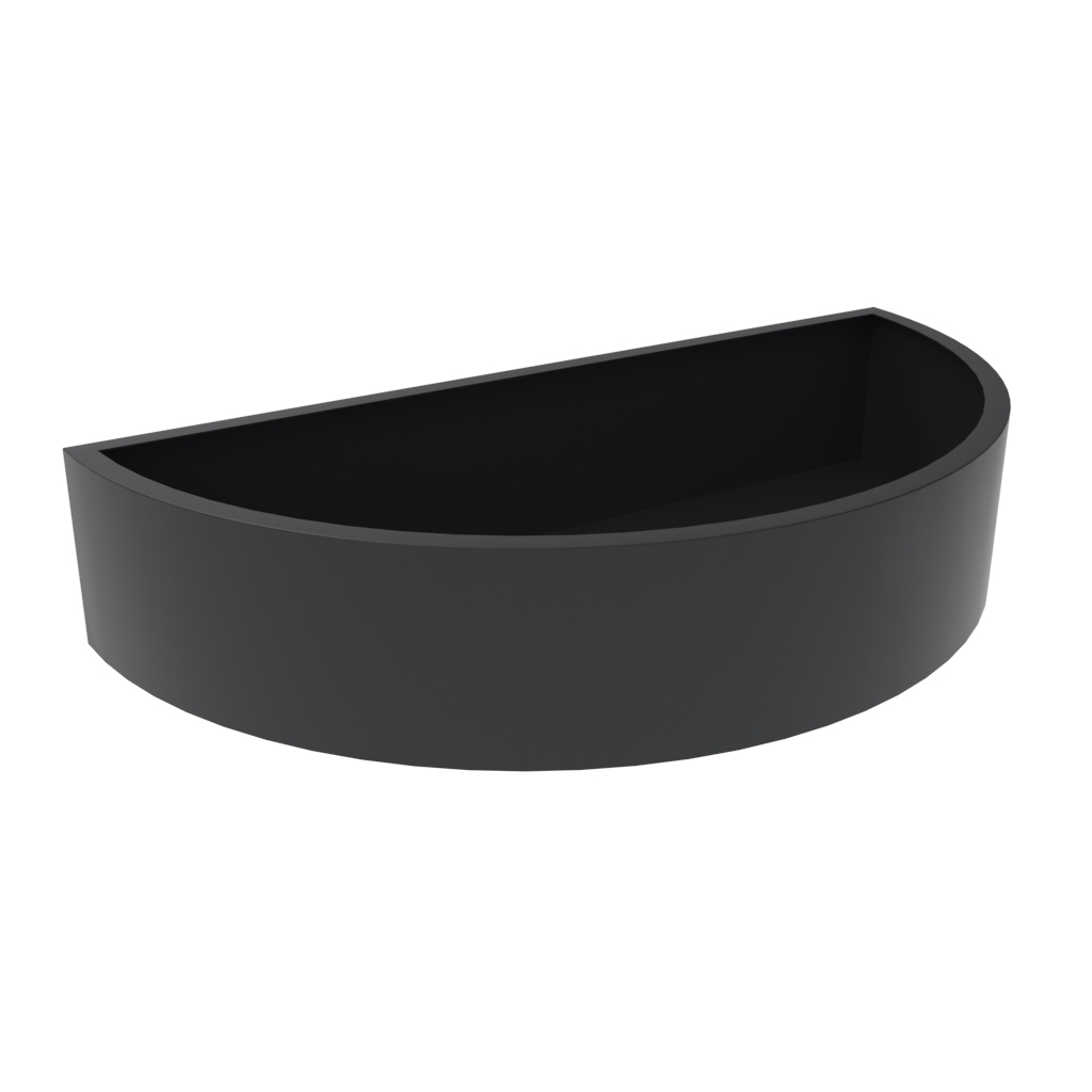 Anthracite grey powder coated semi-circle shaped metal planter.