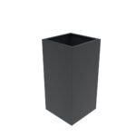 Tall square shaped metal planter with anthracite grey colour.