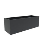 Anthracite grey rectangular metal trough planter with a long, straight-sided design and open top.