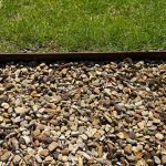 Corten steel garden edging with gravel
