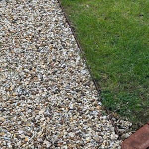 Steel edging with gravel border
