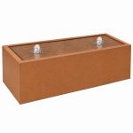 Corten Steel Rectangular Water Table with 2 flowing water fountains